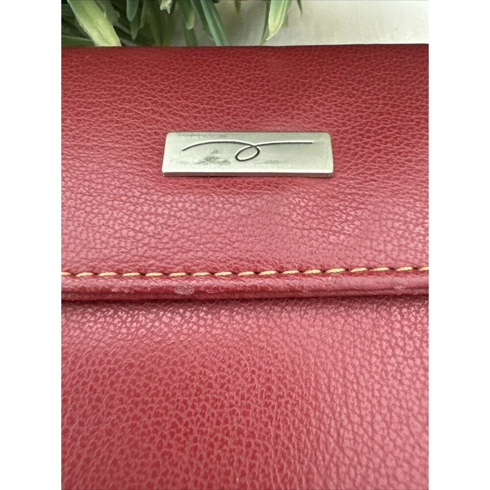 Clutch Wallet Bag Multi Space Bright Red Card Holder Women’s Red Leather